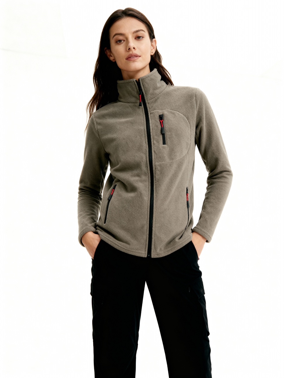 Kadın Extreme Rüzgar Geçirmez Cepli Outdoor Tam Fermuarlı Polar Ceket