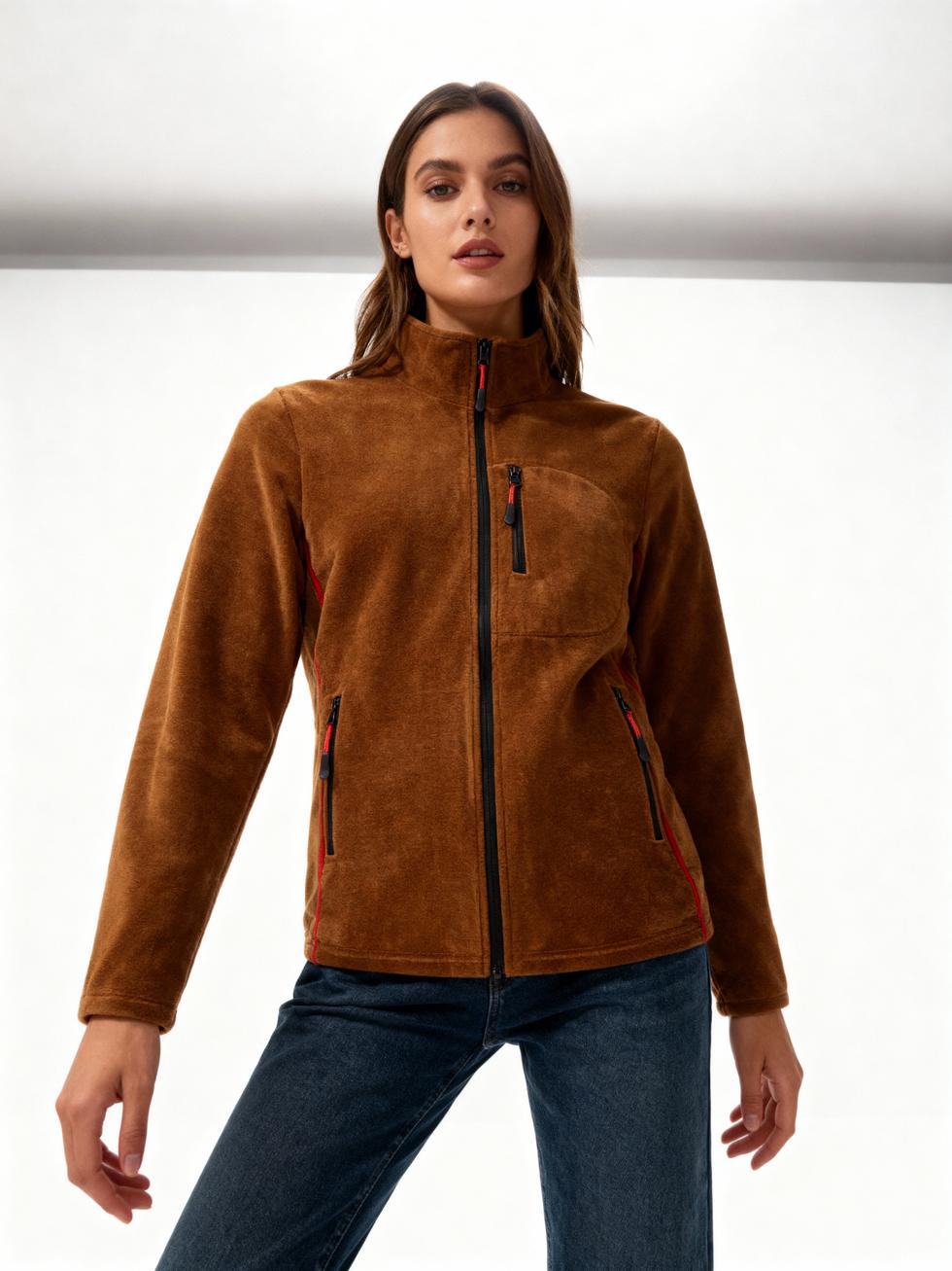 Kadın Extreme Rüzgar Geçirmez Cepli Outdoor Tam Fermuarlı Polar Ceket