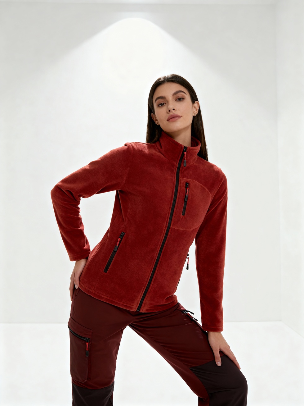 Kadın Extreme Rüzgar Geçirmez Cepli Outdoor Tam Fermuarlı Polar Ceket